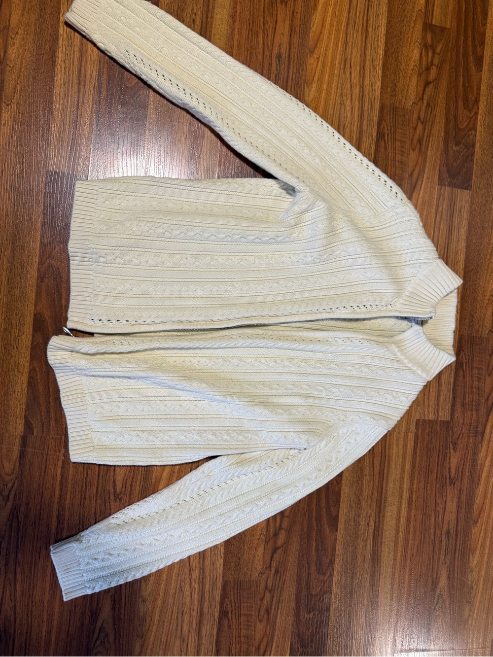 Northern Reflections Cream Cable Knit Zip Cardigan